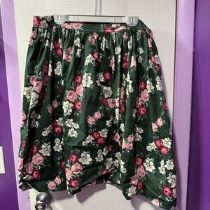Collectif Floral Green and Pink Skirt